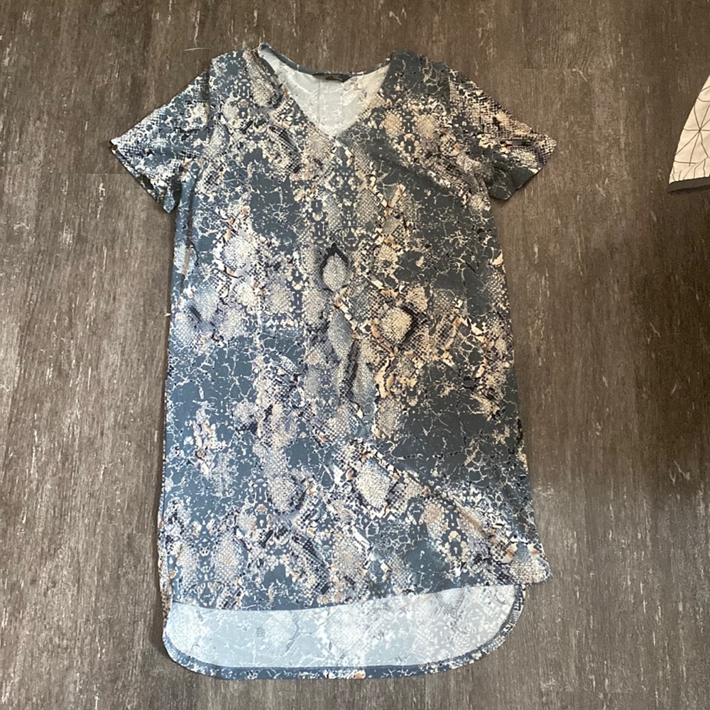Blue and tan snake skin print dress size large by Christian siriano